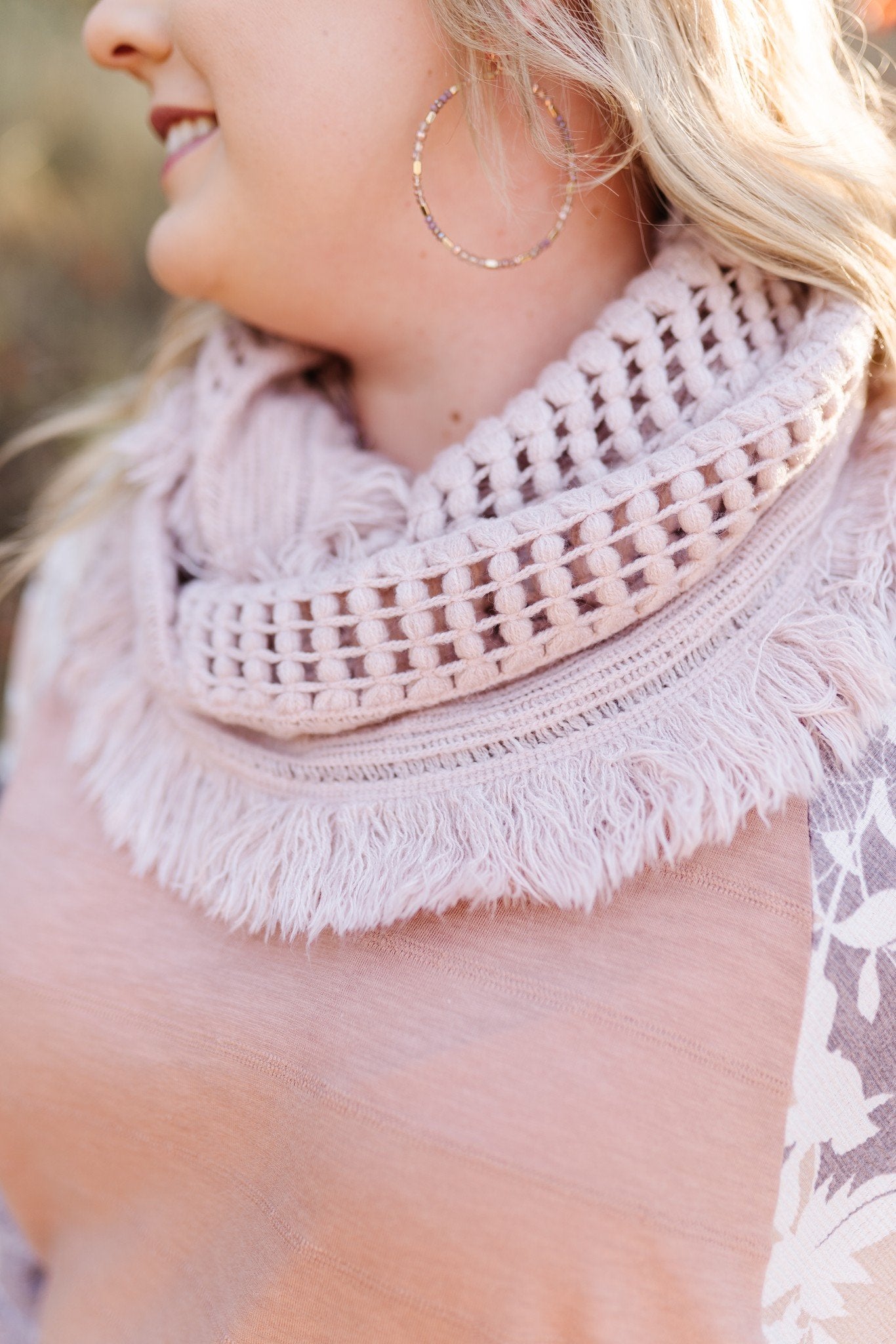 All Tied Up In You Soft Pink Infinity Scarf