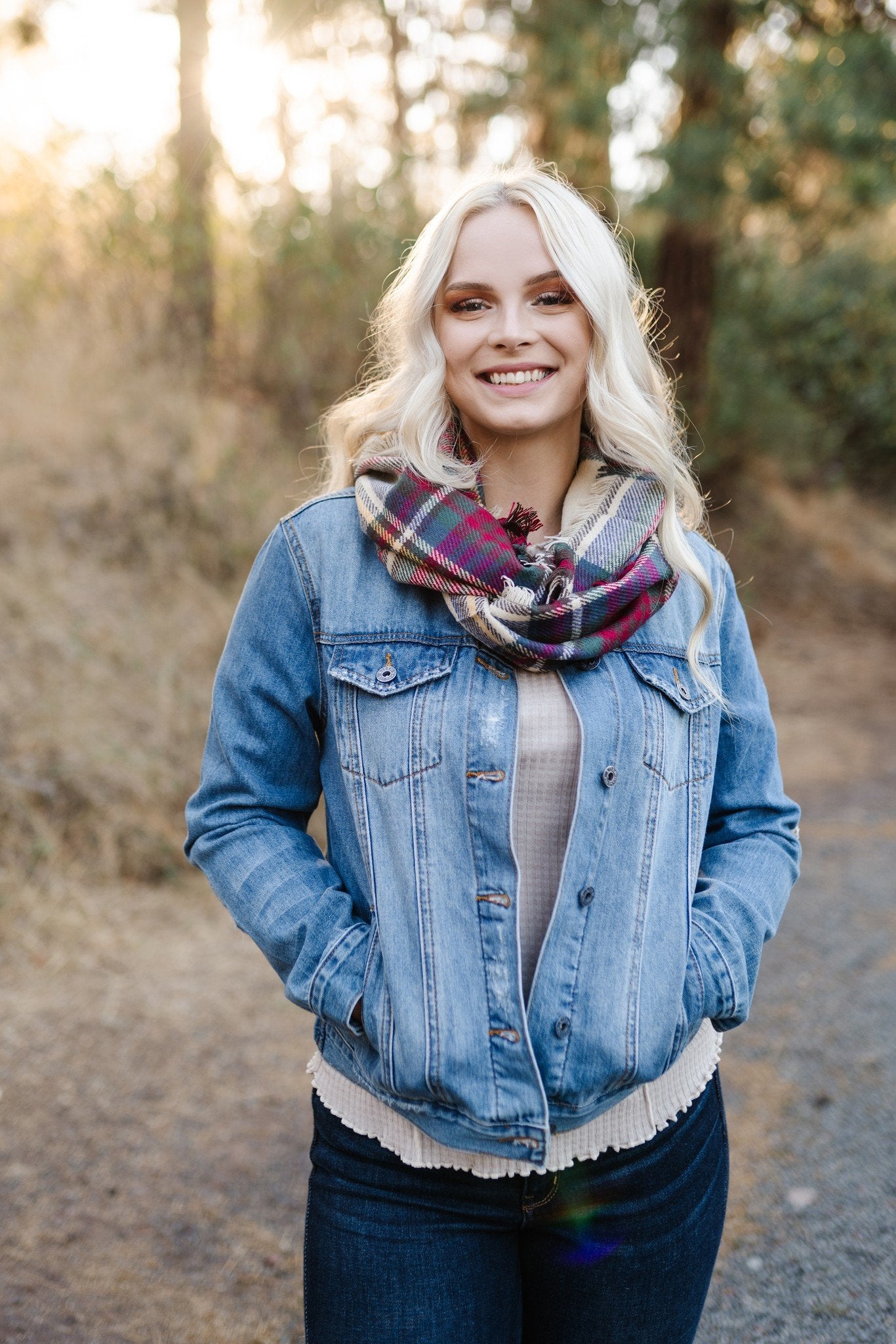 All Tied Up In You Fall Colors Plaid Infinity Scarf