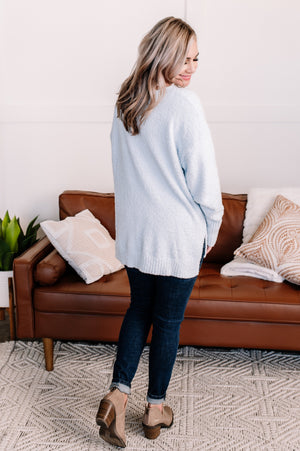 Over The Top V-Neck Sweater in Icy Blue
