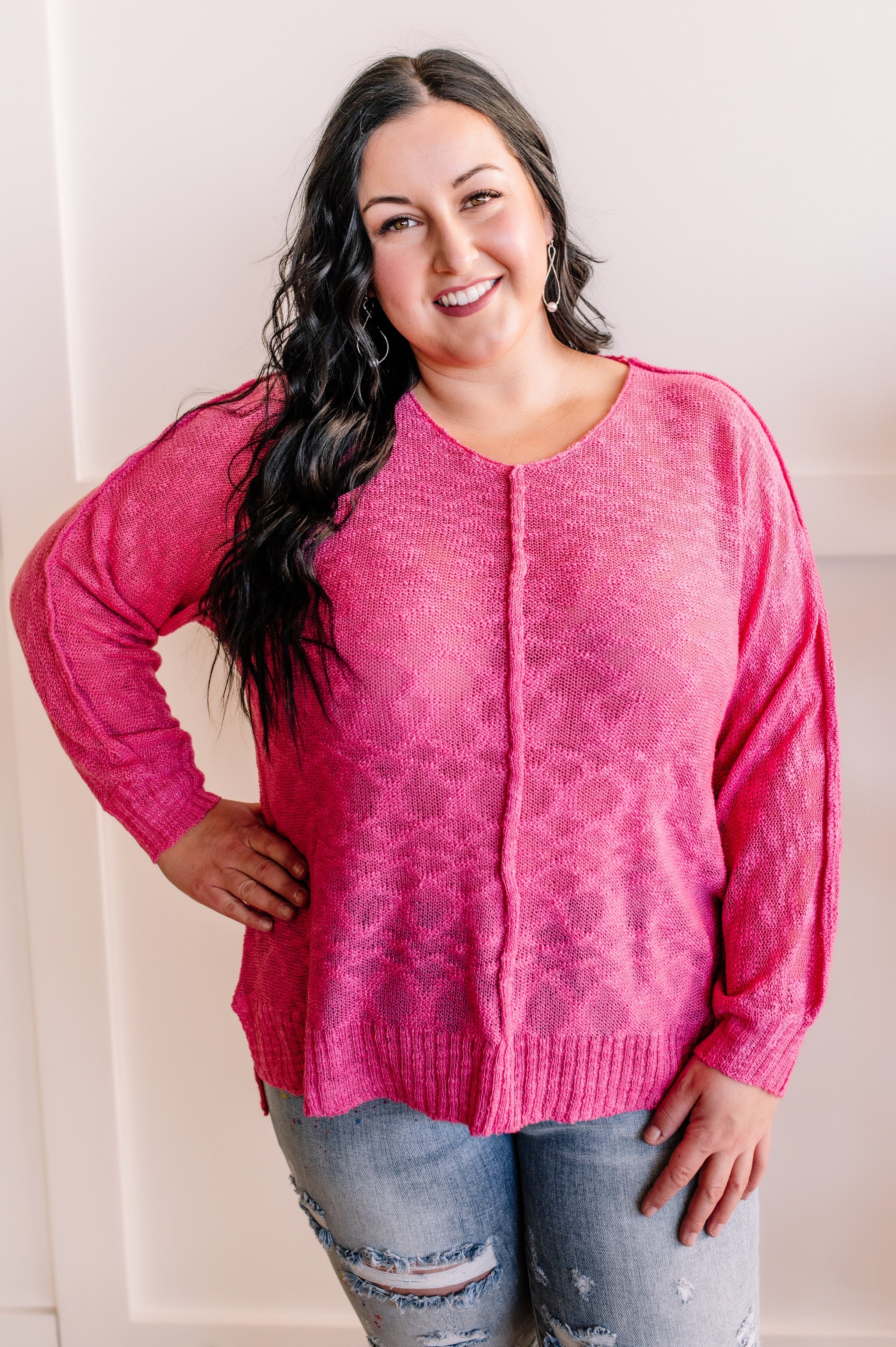 Electric Pink Knit Sweater