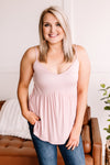 On The Hunt Babydoll Tank Top In Blush Pink