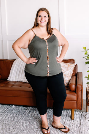 A Touch Of Leopard Cami In Olive Green