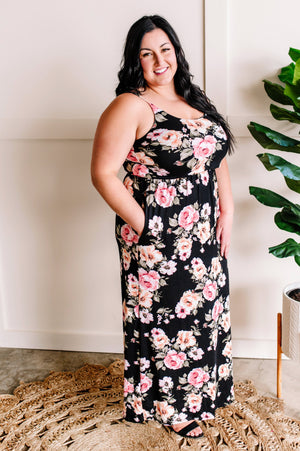 Black Maxi Dress With Pink Florals