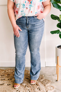 Medium Wash Trouser Denim  By Judy Blue Jeans