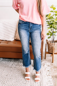 Out With The Old, In With The Blue Cropped Flare Jeans By Risen