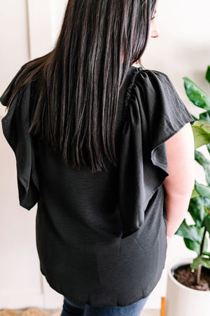 Wide Ruffle Sleeve Blouse In Dressy Black