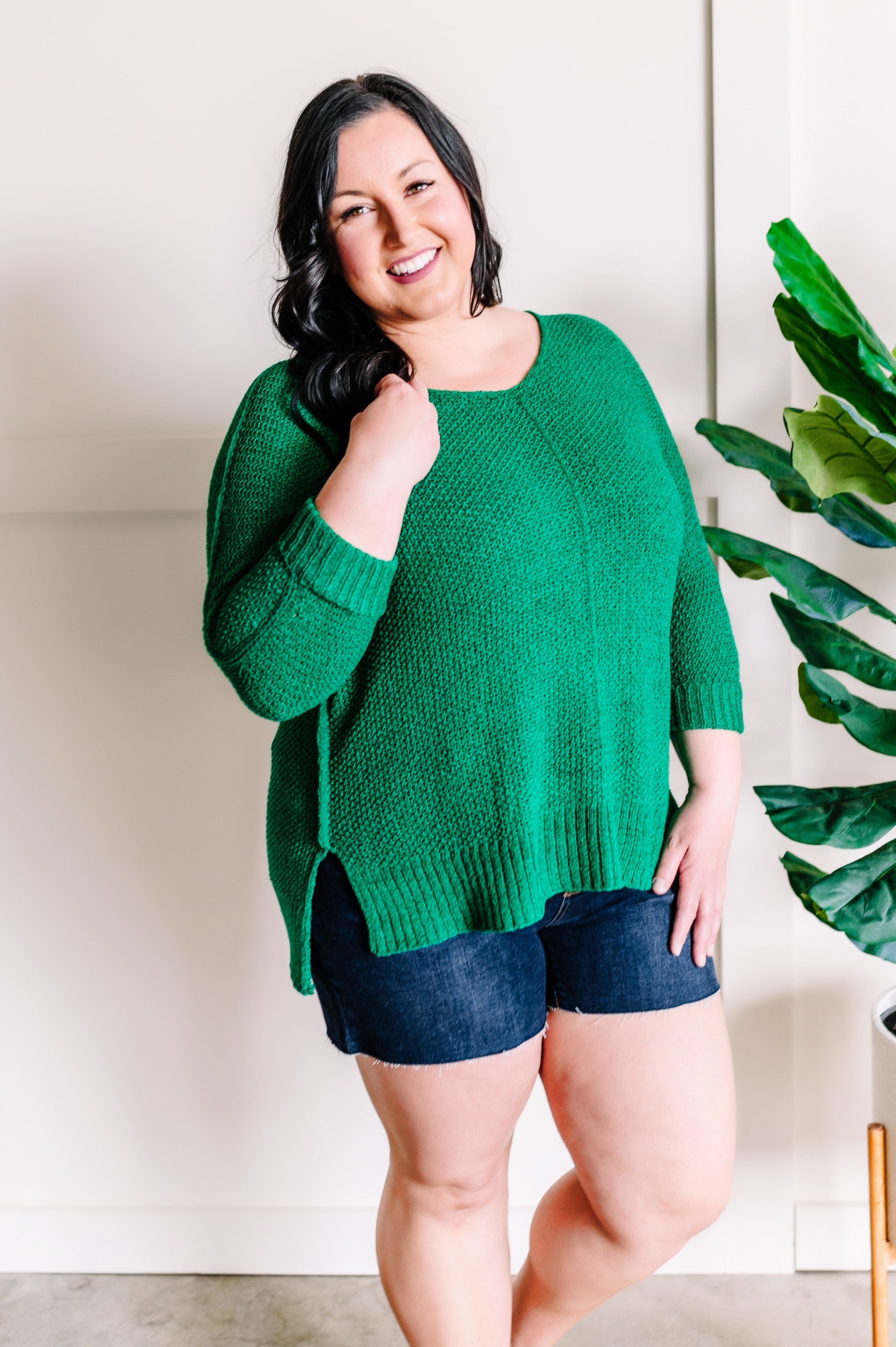 Knit Pullover Sweater In Spanish Green