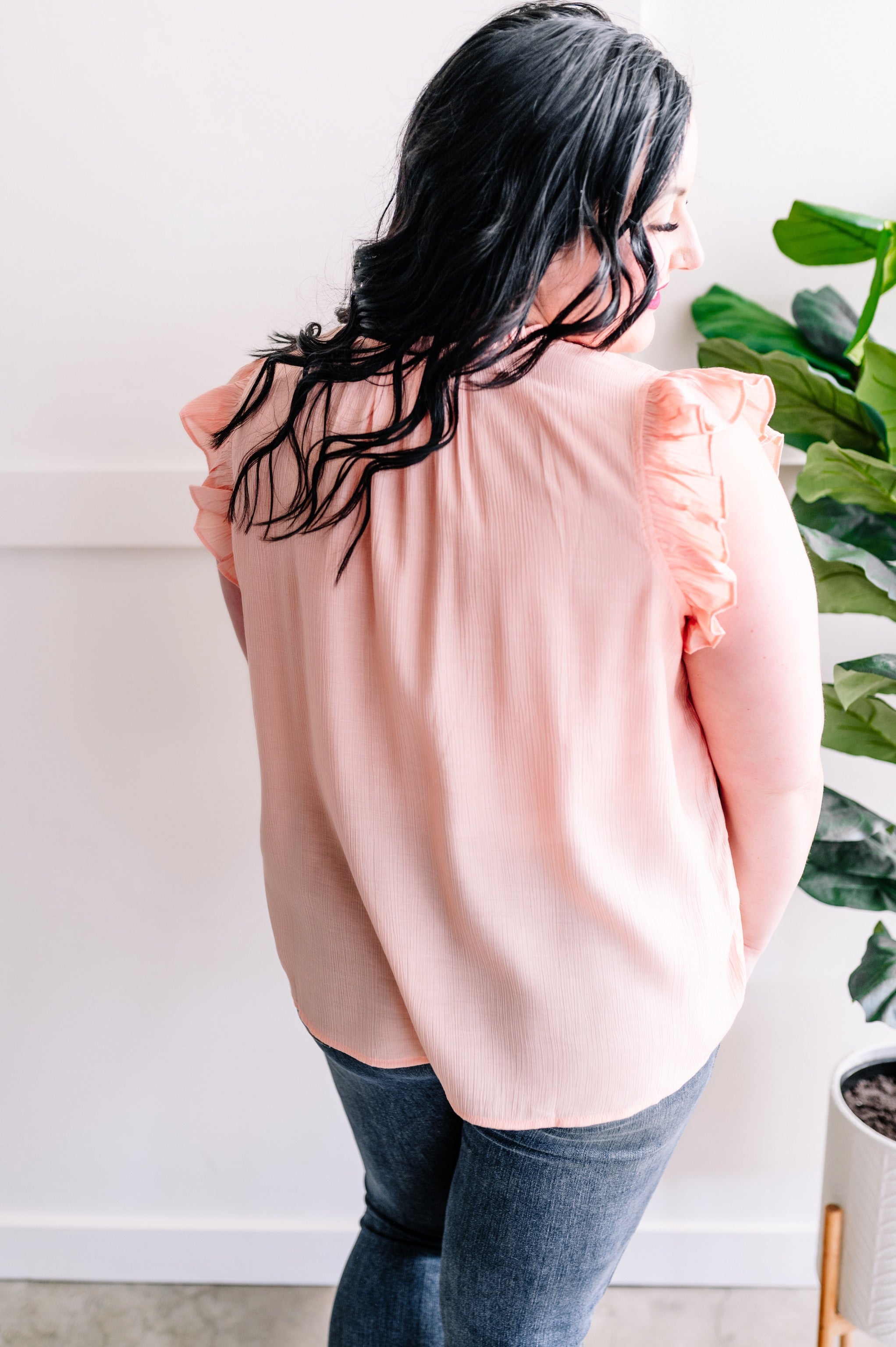 Stitch Point Spring Blouse In Peach