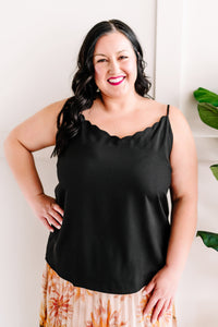 Scalloped Cami In Mysterious Black