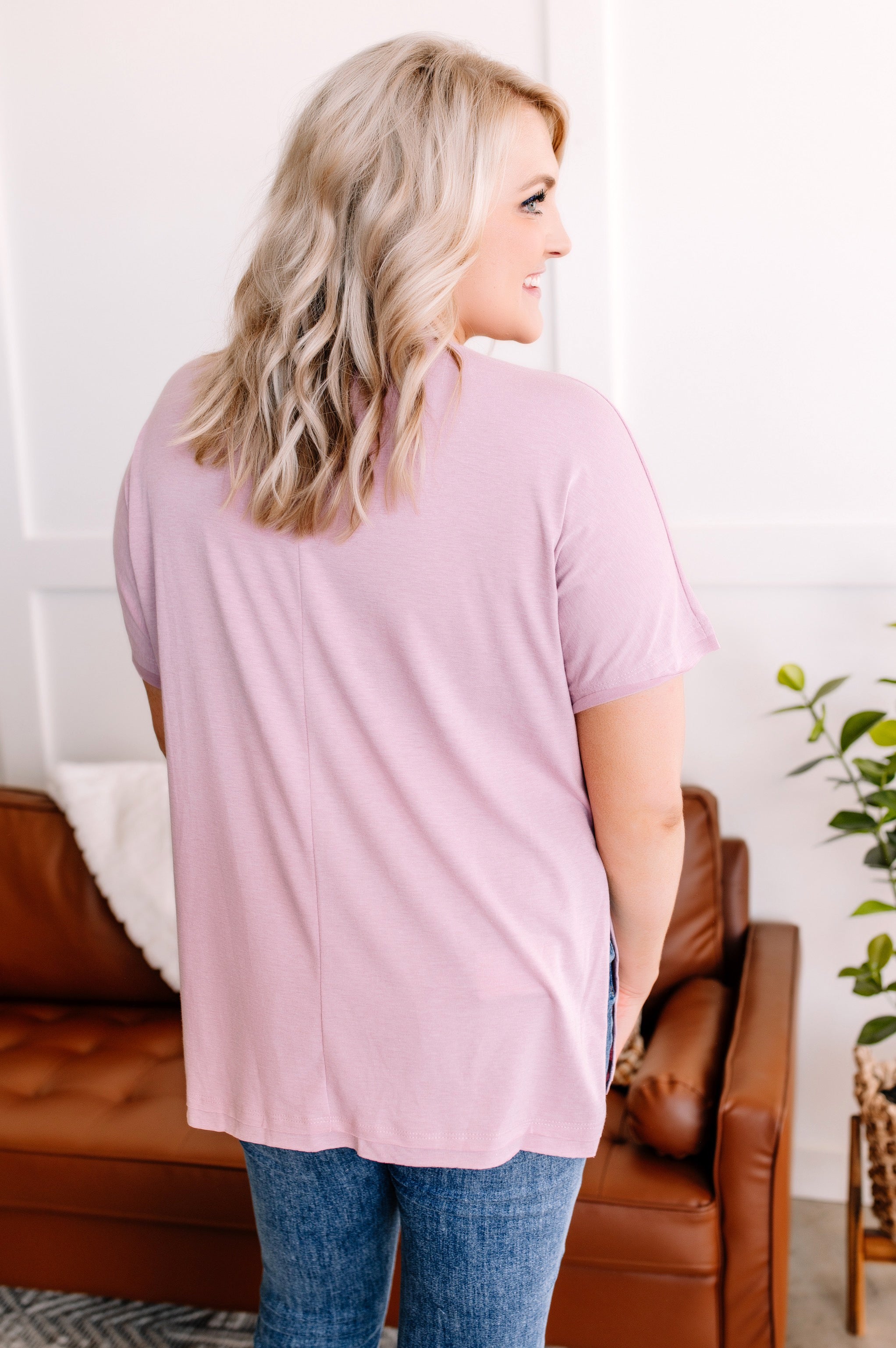 Take You Down Oversized Top In Dusty Lavender