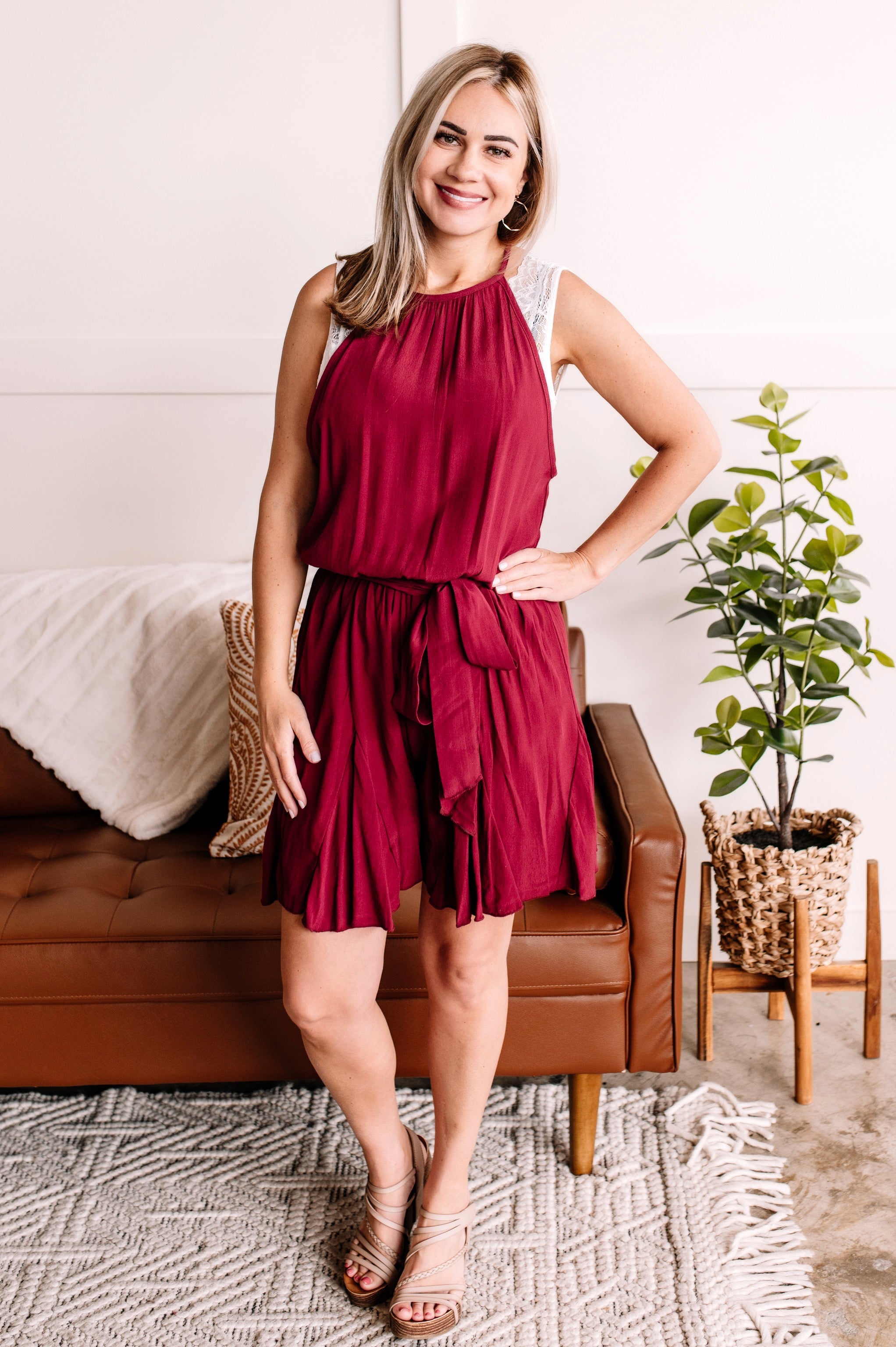 The Short Of It Pleated Romper In Wine