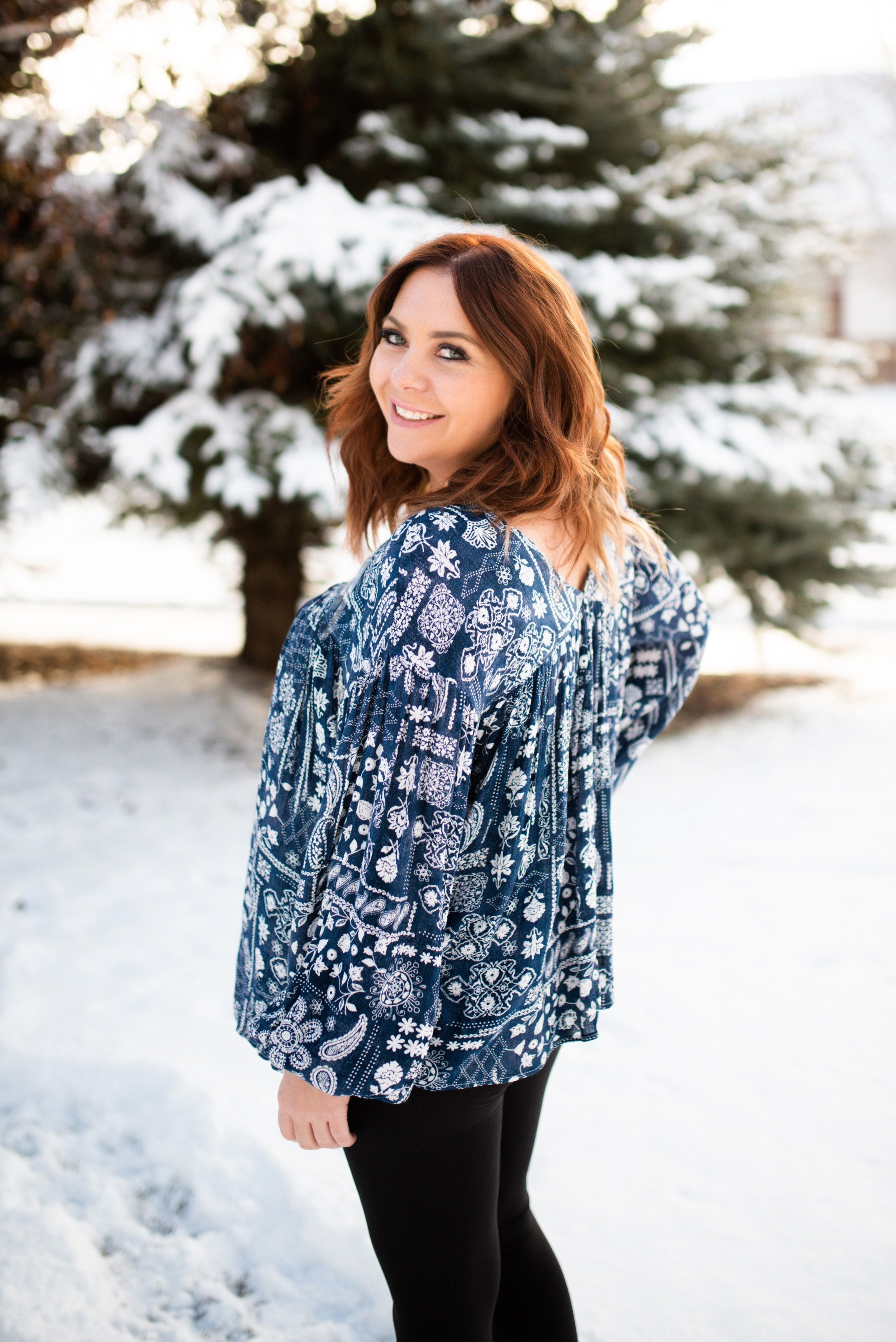 Blue Is Your Color Peasant Top