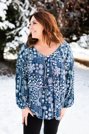 Blue Is Your Color Peasant Top