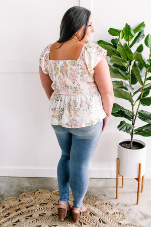 Smocked Top In Ivory Wild Flowers
