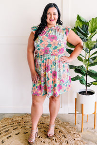 Flutter Sleeve Dress In Cabbage Patch Florals