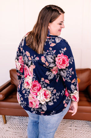 Becomes The Rose Navy Floral Gabby Top