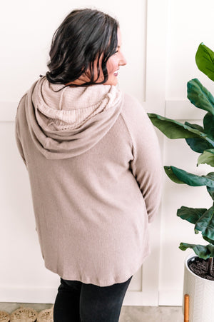 Shoulder Button Hoodie In Warm Sugar Knit