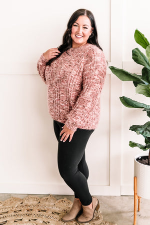 Cozy Factor Sweater In Dusty Mauve & Cranberry