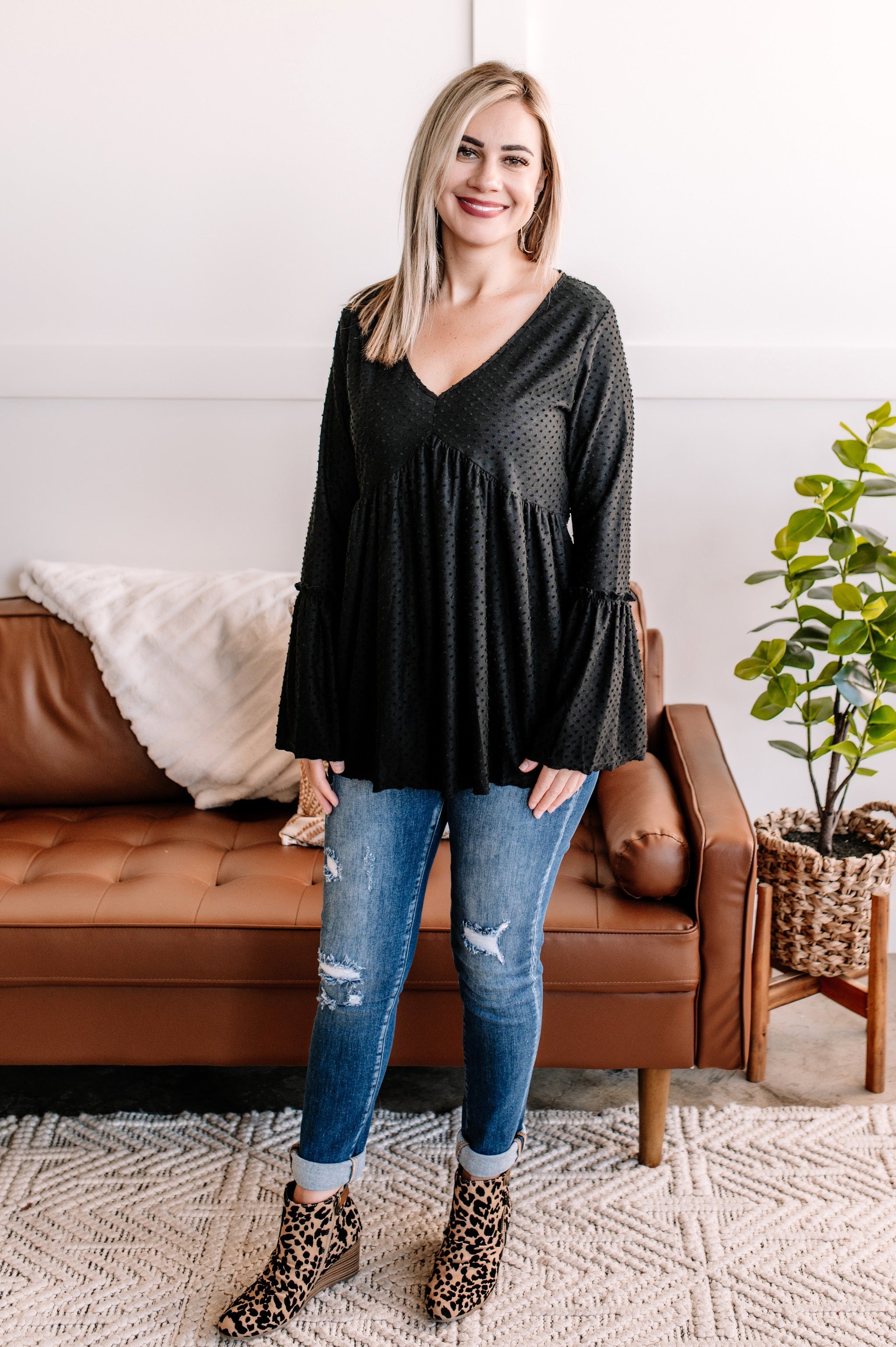 Ring My Bell Sleeve Top in Nordic Nights