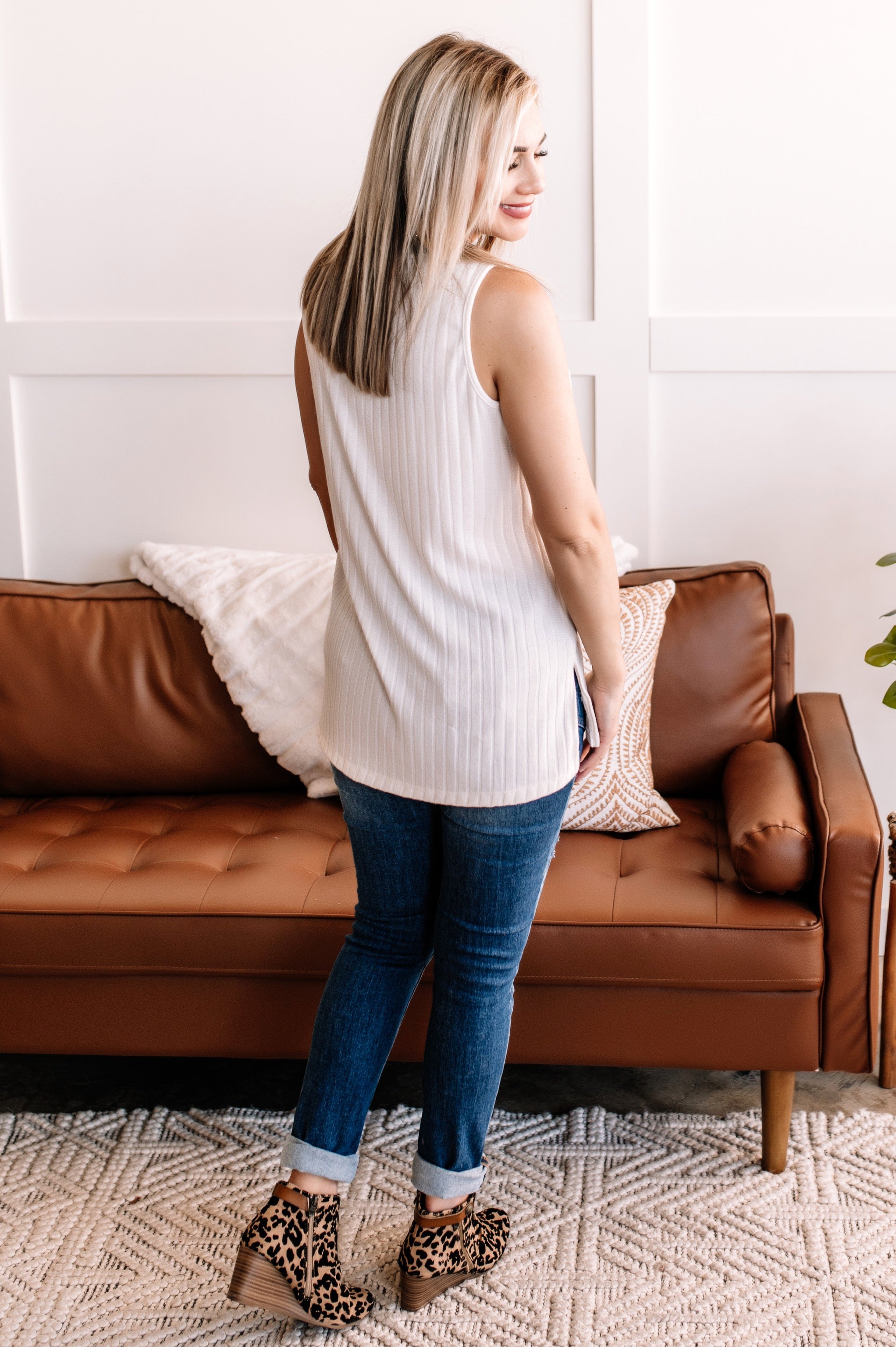 I'm Unstoppable Sleeveless Knit Top In Cream