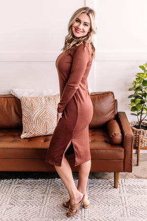 Bend And Snap Midi Dress In Toasted Almond