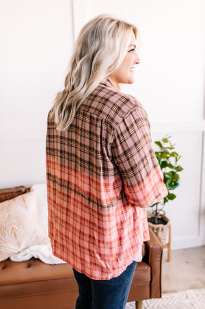 Come Together Plaid Button Down Top In Neapolitan