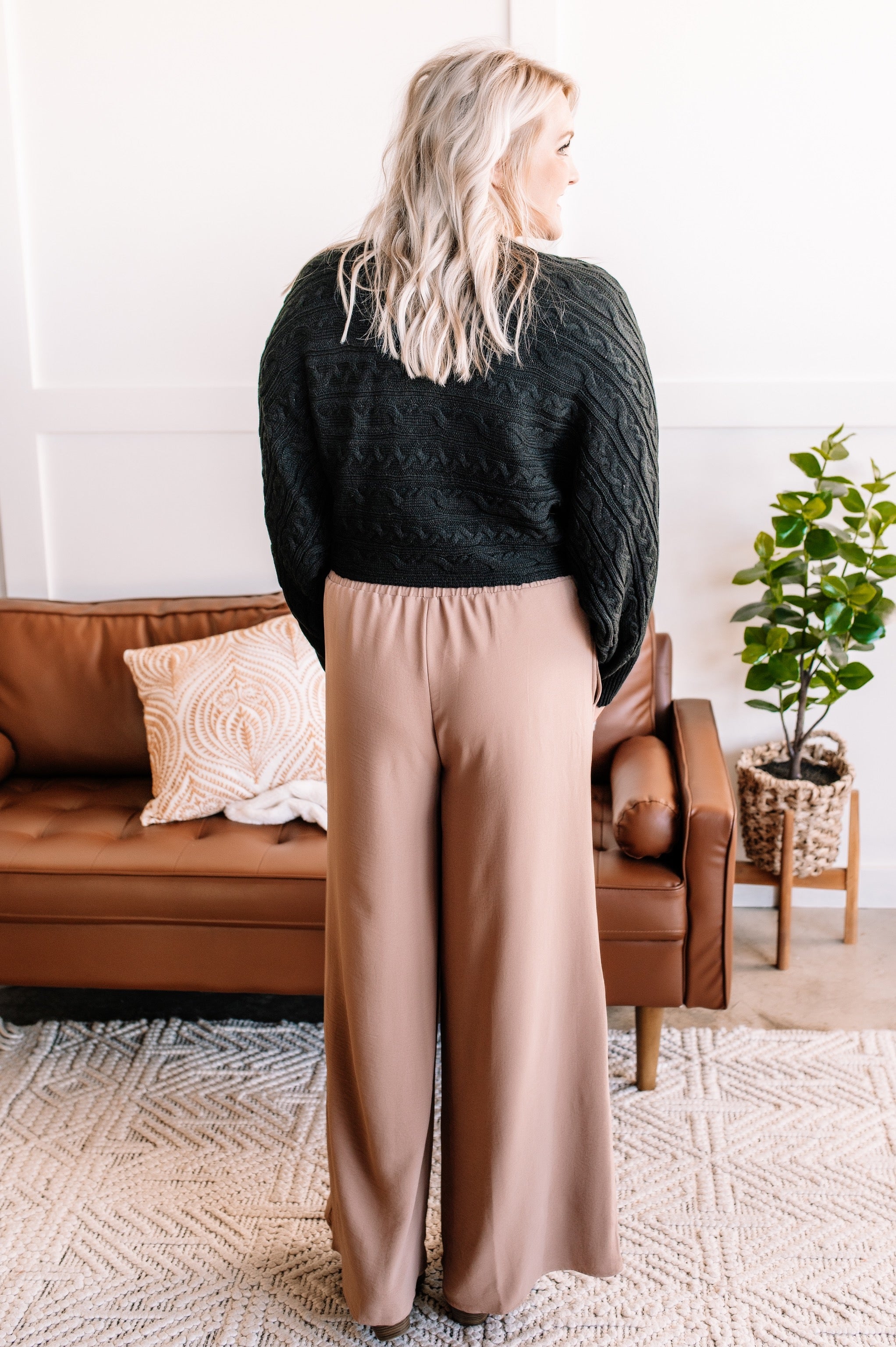 Hello, Lover Pleated Wide Leg Pants In Cappuccino