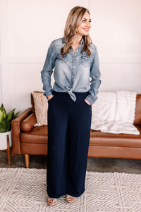 Quick On The Drawstring Dress Pants In Navy