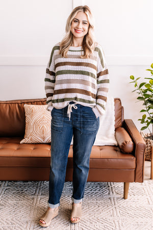 Change In The Air Sweater In Ivory and Fall Stripes