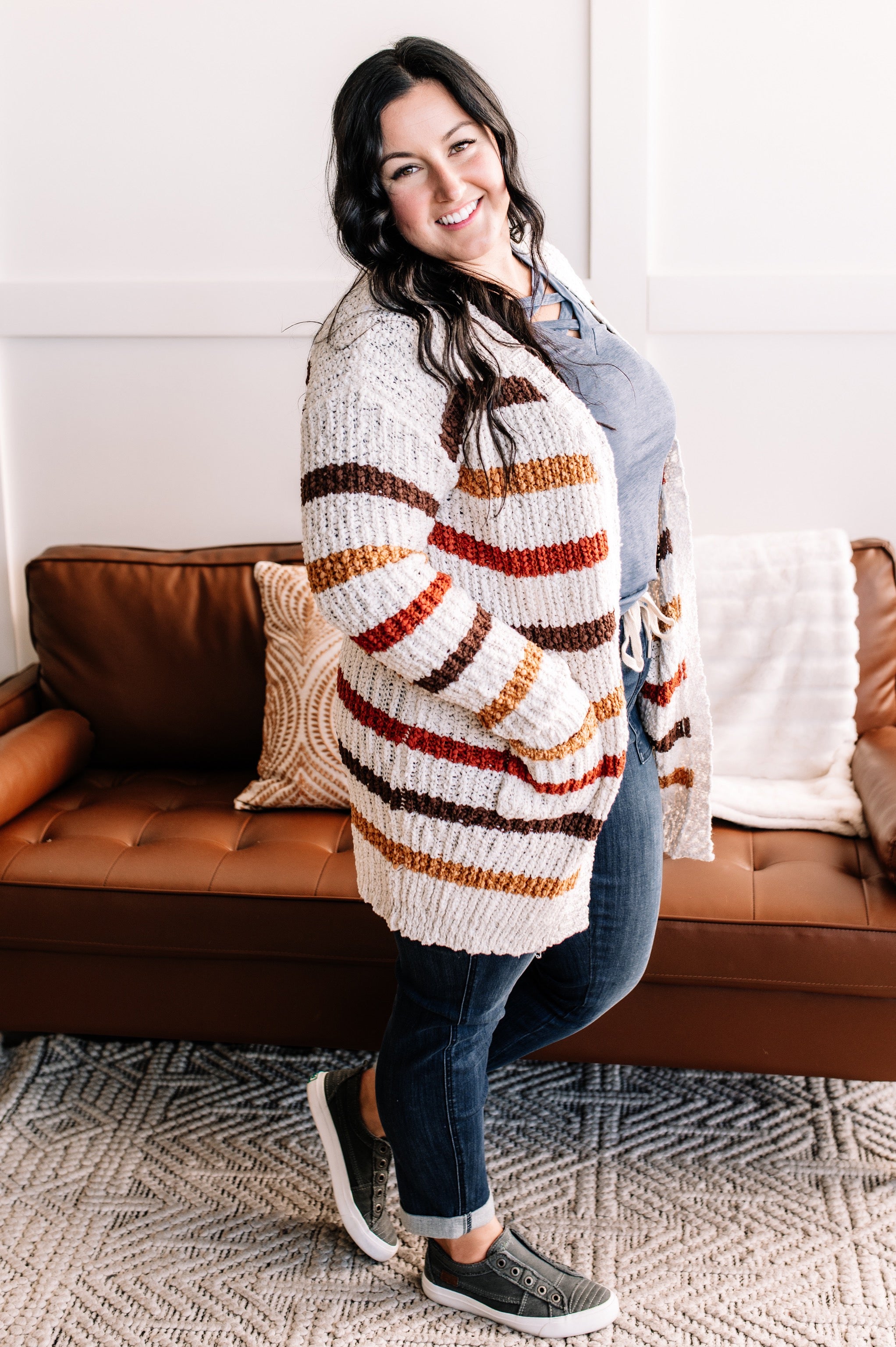 All The Feels Cardigan In Southwest Stripes