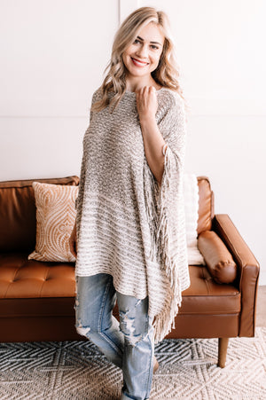 Cozy Up To Me Chenille Poncho In Marble