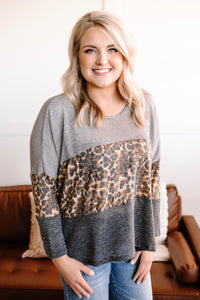 With A Cheetah In-Between Knit Top