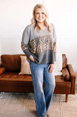 With A Cheetah In-Between Knit Top