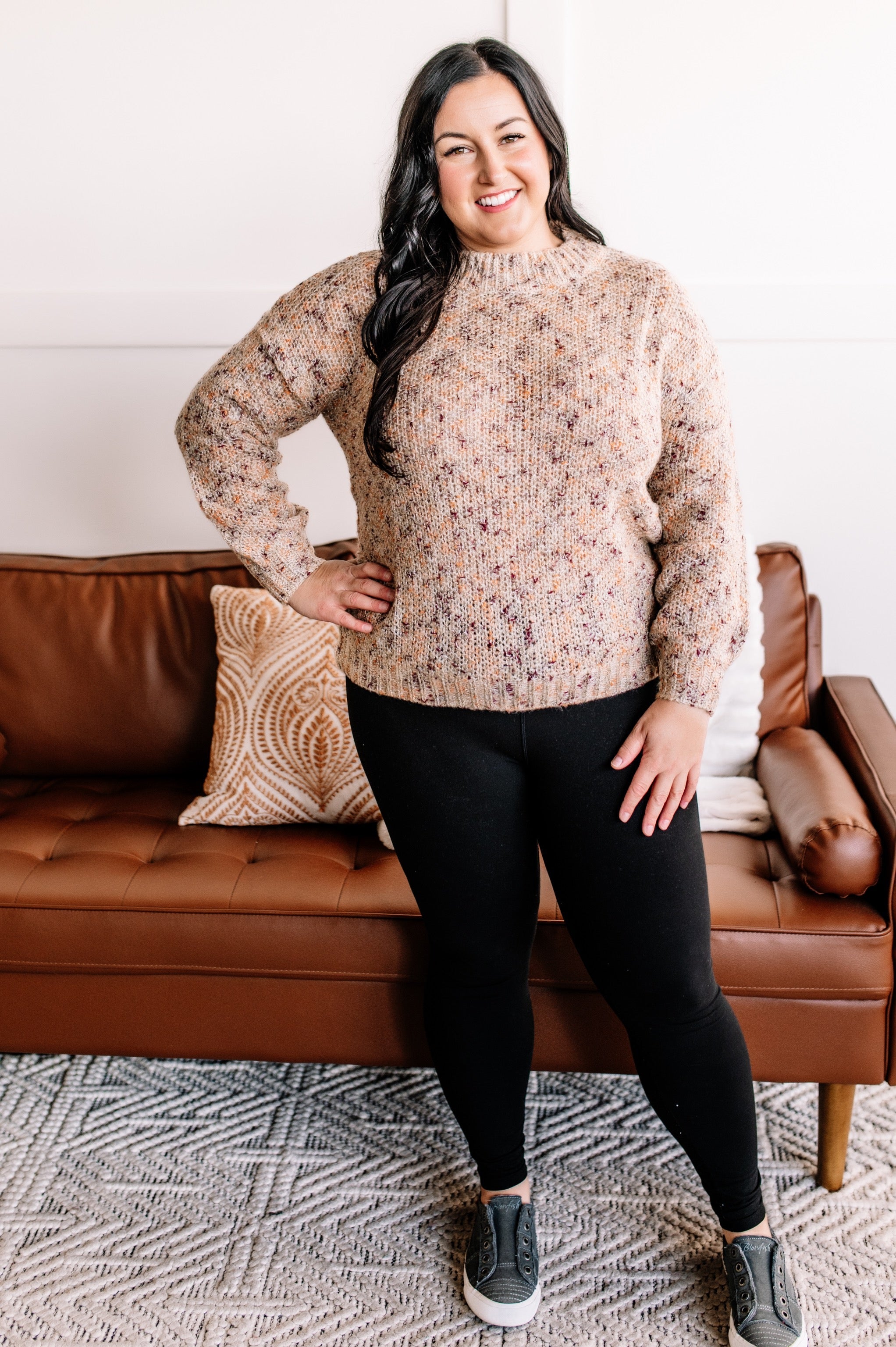 Top Marks Speckled Sweater In Mountain Sunset