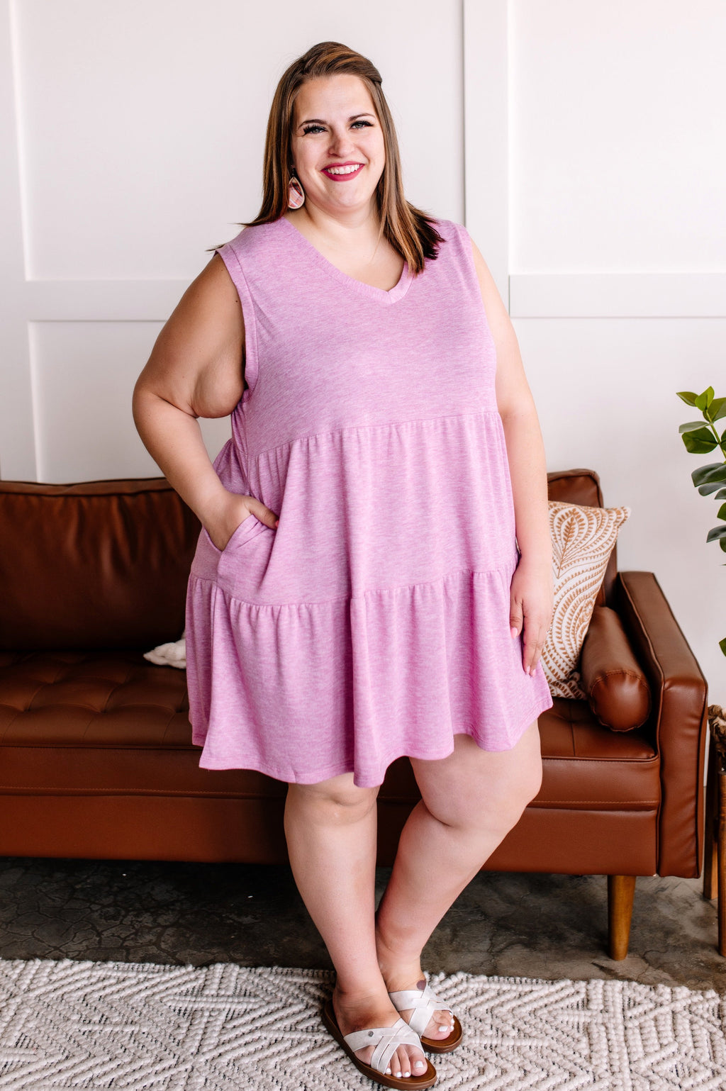 On The Level Tiered Baby Doll Dress In Radiant Lilac