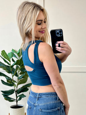 Back Cutout Bralette In Teal