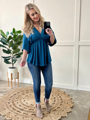 First Class Dolman Top In Peacock Blue