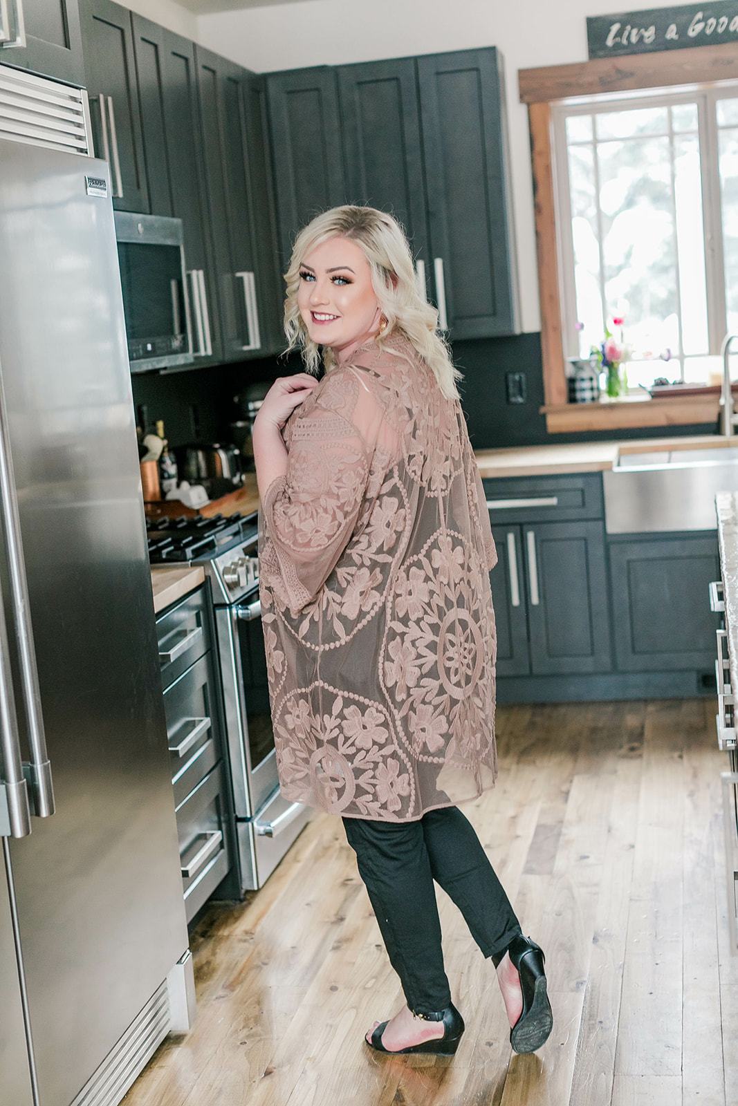 All Dolled Up Lace Cardigan In Mocha