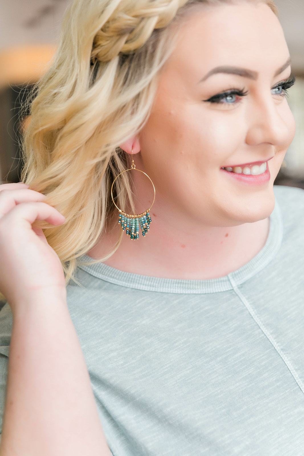 All For You Earrings In Teal Pine Color