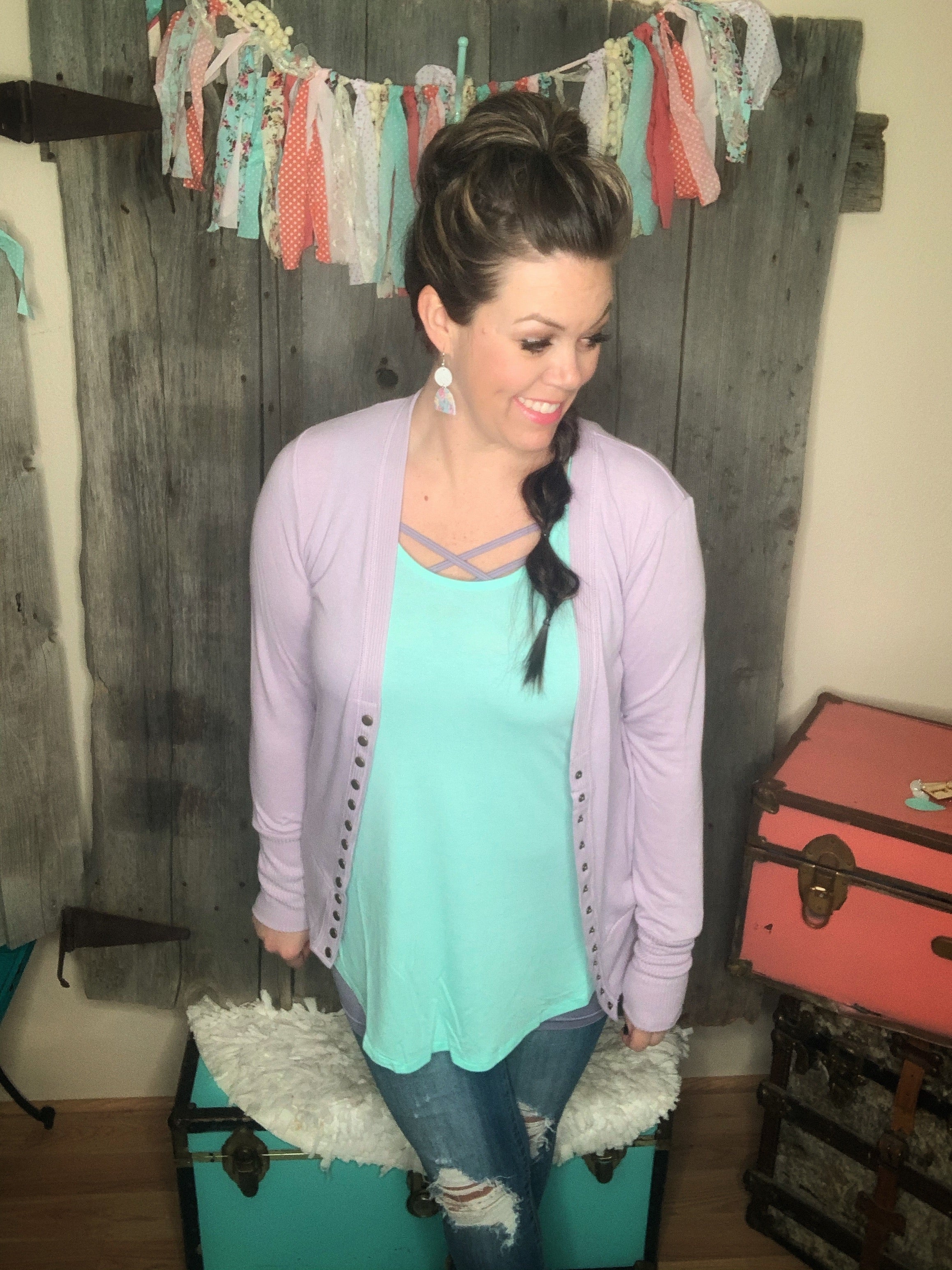 Corallee Snap Cardigan Dusty Lavender