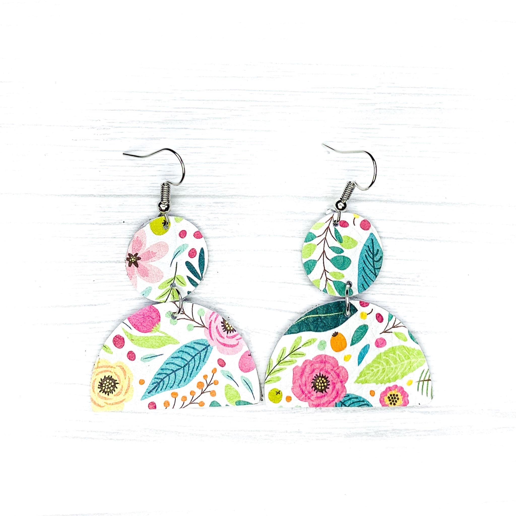 Emma Earrings Leather Spring Blooms