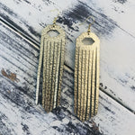 Leather Fringe Earrings Metallic Gold